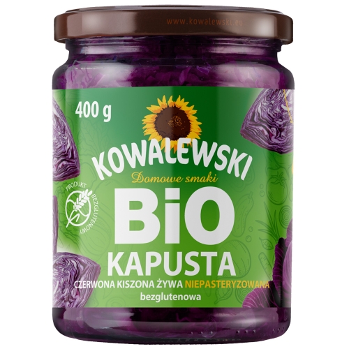 Kapusta czerwona kiszona żywa niepasteryzowana bezglutenowa BIO 540 ml Kowalewski  5900900003543.jpg