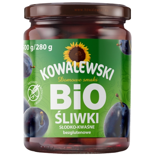 Śliwki słodko-kwaśne bezglutenowe BIO 540 ml Kowalewski 5900900002973.jpg